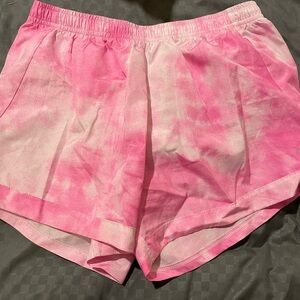 Pink tie dye athletic shorts